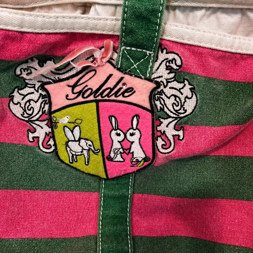 goldie womens tote bag limited edition 7 striped canvas pink green beach large